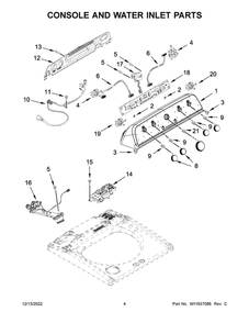 Console And Water Inlet Parts 3 Diagram and Parts List for MVW5035MW0  Maytag Washer