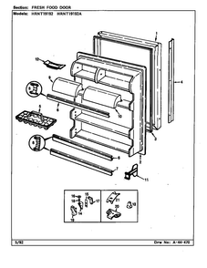 Fresh Food Door Diagram and Parts List for HRNT19192 CF52A Maytag Refrigerator