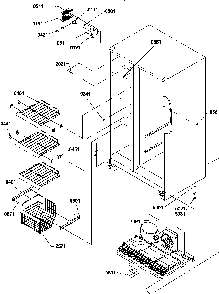 Freezer Shelves And Light Diagram and Parts List for SCD22TBL-P1303511WL  Amana Refrigerator