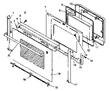 Oven Door Diagram and Parts List for CARS637E-P1130656NE  Amana Range