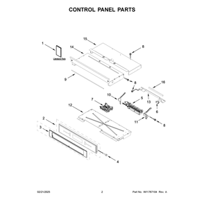 Part Location Diagram of W11641290 Whirlpool Control Panel Assembly (Stainless)