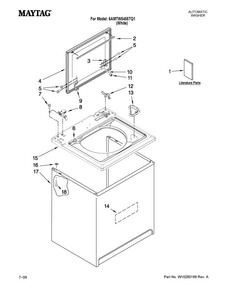 Top And Cabinet Parts Diagram and Parts List for 6AMTW5455TQ1  Maytag Washer
