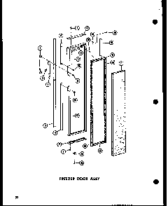 Freezer Door Assy Diagram and Parts List for SRN22G-A-P60201-36WA  Amana Refrigerator