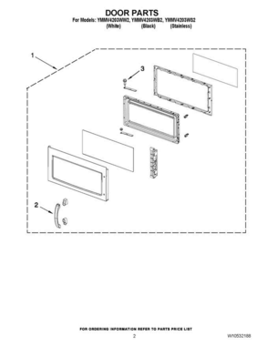 02 - Door Parts Diagram and Parts List for YMMV4203WB2  Maytag Microwave Oven Combo