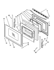 Door Parts Diagram and Parts List for MGR7665WS1  Maytag Range