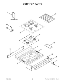 Cooktop Parts Diagram and Parts List for MGR8800FZ2  Maytag Range