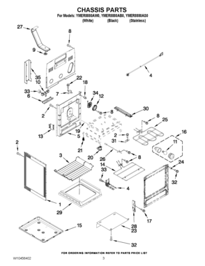 03 - CHASSIS PARTS Diagram and Parts List for YMER8880AB0  Maytag Range