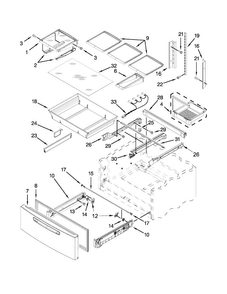 Shelf Parts Diagram and Parts List for MFX2570AEB4  Maytag Refrigerator