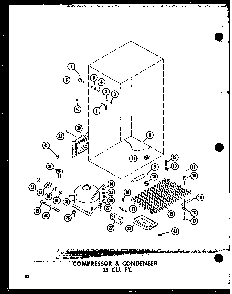 Compressor & Condenser 23 Cu. Ft. Diagram and Parts List for TC18B-P73500-7W  Amana Refrigerator