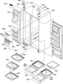 Refrigerator/freezer Shelves, Lights, And Hinges Diagram and Parts List for SPD25TL-P1303505WL  Amana Refrigerator