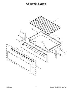 05 - Drawer Parts Diagram and Parts List for YMER7660WS2  Maytag Range