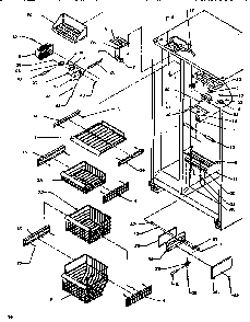 Freezer Shelving & Ref Light Diagram and Parts List for SRDE520SBW-P1183102WW  Amana Refrigerator