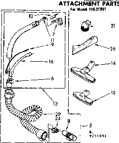 Attachment Parts Diagram and Parts List for 11621991  Kenmore Canister Vacuum