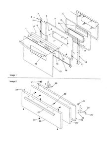 Oven Door And Broiler Door Diagram and Parts List for CSG3601W P1143396NW Caloric Range