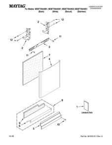 Door And Panel Parts Diagram and Parts List for MDB7709AWS1  Maytag Dishwasher