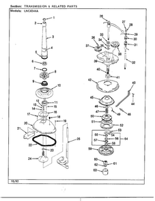 Transmission And Related Parts Diagram and Parts List for 6544A  Norge Washer