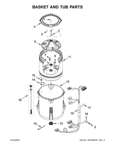 Basket And Tub Parts Diagram and Parts List for CAW11544EW2  Crosley Washer