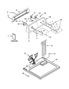 Top And Console Parts Diagram and Parts List for NGD4705EW1  Amana Dryer