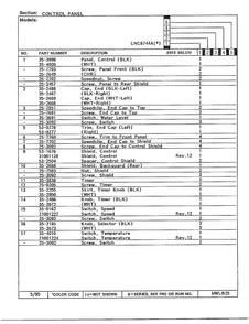 Control Panel Page 2 Diagram and Parts List for 6744B  Norge Washer