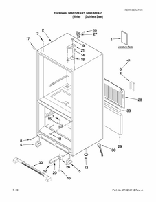 Cabinet Parts Diagram and Parts List for GB6526FEAW1  Maytag Refrigerator