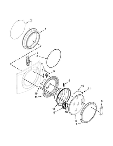 Washer Door Parts Diagram and Parts List for MLE20PRBZW2  Maytag Washer Dryer Combo