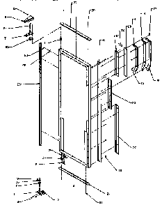 Refrigerator Door Hinge And Trim Parts Diagram and Parts List for SXD25NP-P1162420W  Amana Refrigerator