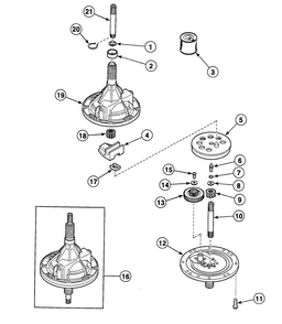 Transmission Diagram and Parts List for SWT021LA  Speed Queen Washer