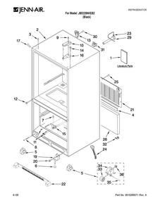 Cabinet Parts Diagram and Parts List for JBD2286KEB2  Jenn-Air Refrigerator