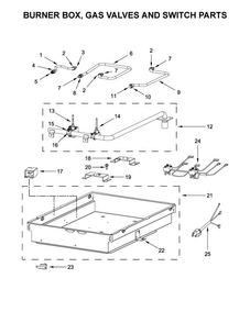 Burner Box, Gas Valves And Switch Parts Diagram and Parts List for JGC3215GS0  Jenn-Air Cooktop
