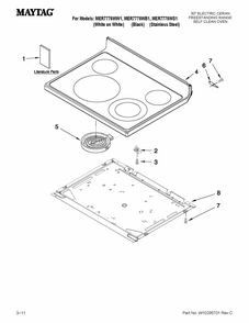 Cooktop Parts Diagram and Parts List for MER7775WW1  Maytag Range