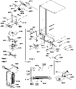 Drain System, Rollers, And Evaporator Assy Diagram and Parts List for SXD25S2E-P1190421WE  Amana Refrigerator