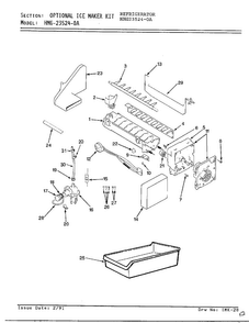 Optional Ice Maker Kit Diagram and Parts List for 23524-0A  Admiral Refrigerator