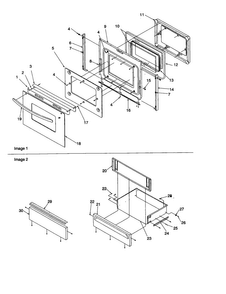 Oven Door And Storage Door Diagram and Parts List for ARG7800E-P1143355NE  Amana Range