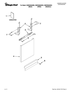 Door And Panel Parts Diagram and Parts List for CDB7000AWW3  Magic Chef Dishwasher