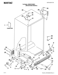 Cabinet Parts Diagram and Parts List for MSD2574VEM12  Maytag Refrigerator