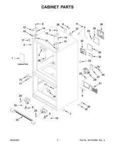 Cabinet Parts Diagram and Parts List for JFFCF72DKL04  Maytag Refrigerator