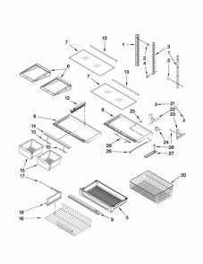 Shelf Parts Diagram and Parts List for GB6526FEAS2  Maytag Refrigerator