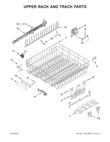 Upper Rack And Track Parts Diagram and Parts List for JDB9000CWS3  Jenn-Air Dishwasher