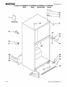Cabinet Parts Diagram and Parts List for M1TXEMMWW03  Maytag Refrigerator
