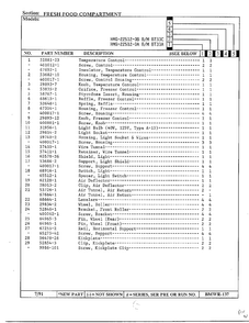 Fresh Food Compartment Page 2 Diagram and Parts List for 22512-0B  Admiral Refrigerator