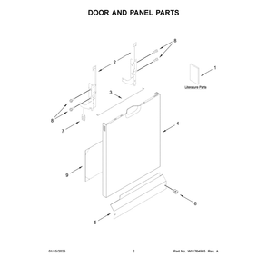 Door And Panel Parts Diagram and Parts List for ADFS2524RZ0  Amana Dishwasher