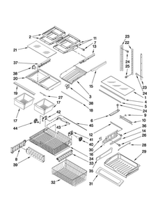 Shelf Parts Diagram and Parts List for MFD2562VEM11  Maytag Refrigerator