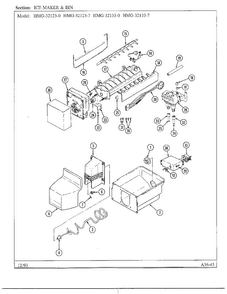 Ice Maker And Bin Diagram and Parts List for 32123-0  Admiral Refrigerator