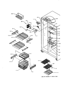 Freezer Baskets And Shelves Diagram and Parts List for SXD22S2L-P1190404WL  Amana Refrigerator