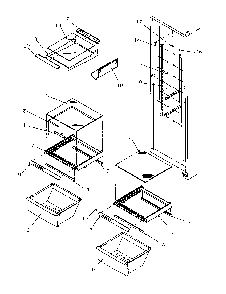 Refrigerator Shelving And Drawers Diagram and Parts List for 2599A-P1190419WL  Amana Refrigerator