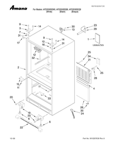 Cabinet Parts Diagram and Parts List for AFD2535DEQ5  Amana Refrigerator