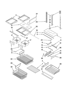 Shelf Parts Diagram and Parts List for JBL2088HES5  Jenn-Air Refrigerator