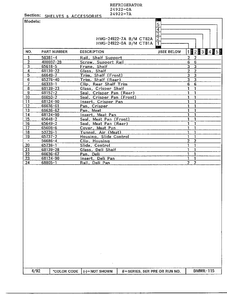 Shelves And Accessories Page 2 Diagram and Parts List for 24922-7A  Admiral Refrigerator