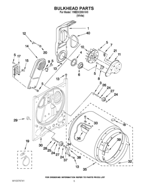 03 - BULKHEAD PARTS Diagram and Parts List for YMEDC200XW0  Maytag Dryer