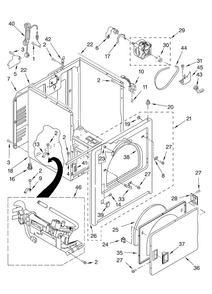 Cabinet Parts Diagram and Parts List for MGDC500VW0  Maytag Dryer